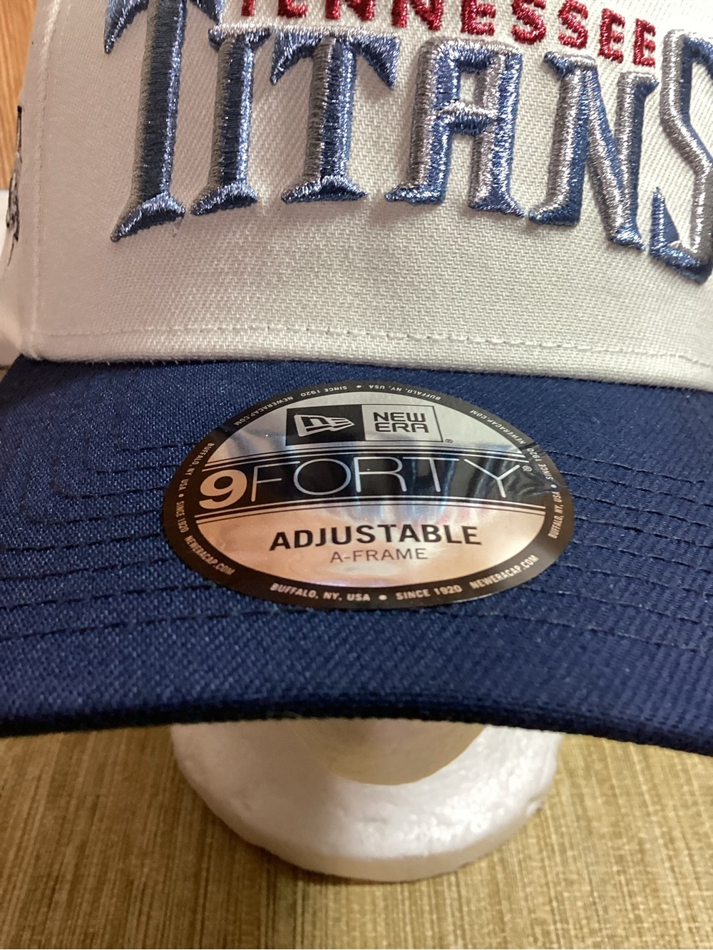 New Era 1999-2013 Tennessee Titans White & Navy Raised Embroidery Adjustable Hat - Picture 3 of 10